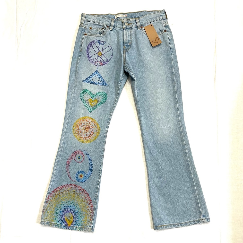 Handpainted Boot Cut Chakra Jeans Size 6 S Retro Petite